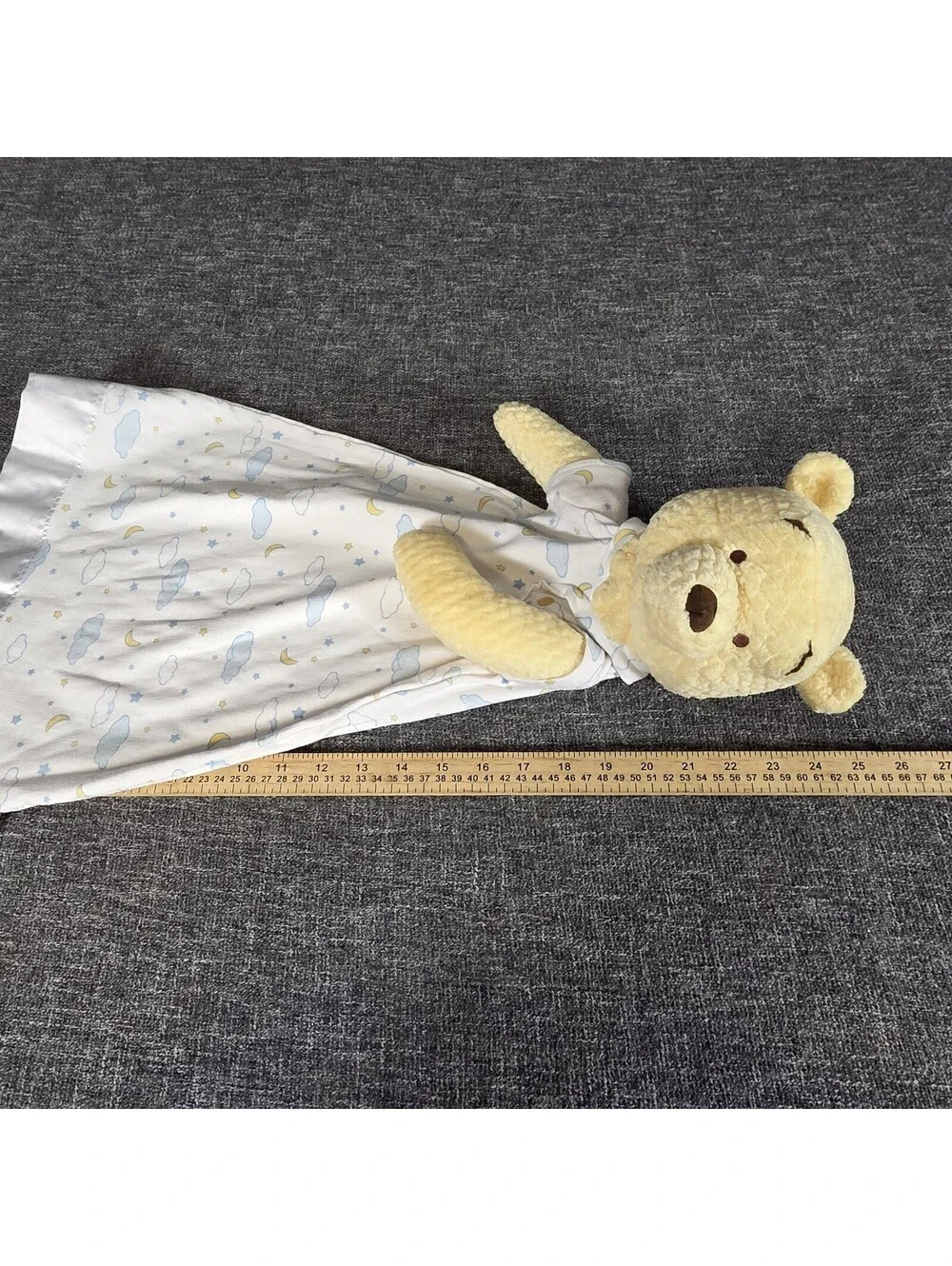 Vintage Disney Store Winnie the Pooh Plush Lovey Security Blanket Moon Stars